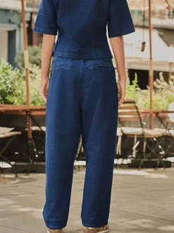 Jeans*Next - Denim Jersey Broeken met Barrel jeans Donkerblauw