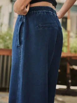 Jeans*Next - Denim Jersey Broeken met Barrel jeans Donkerblauw
