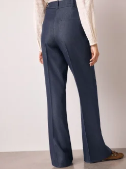 Kostuums En Werkkleding|Broeken|Next Donkerblauw - Denim Military Slim Flare Trousers