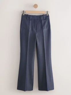 Kostuums En Werkkleding|Broeken|Next Donkerblauw - Denim Military Slim Flare Trousers