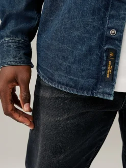 Shirts*Next - Denim Western 100% Cotton Long Sleeve Shirt Donkerblauw