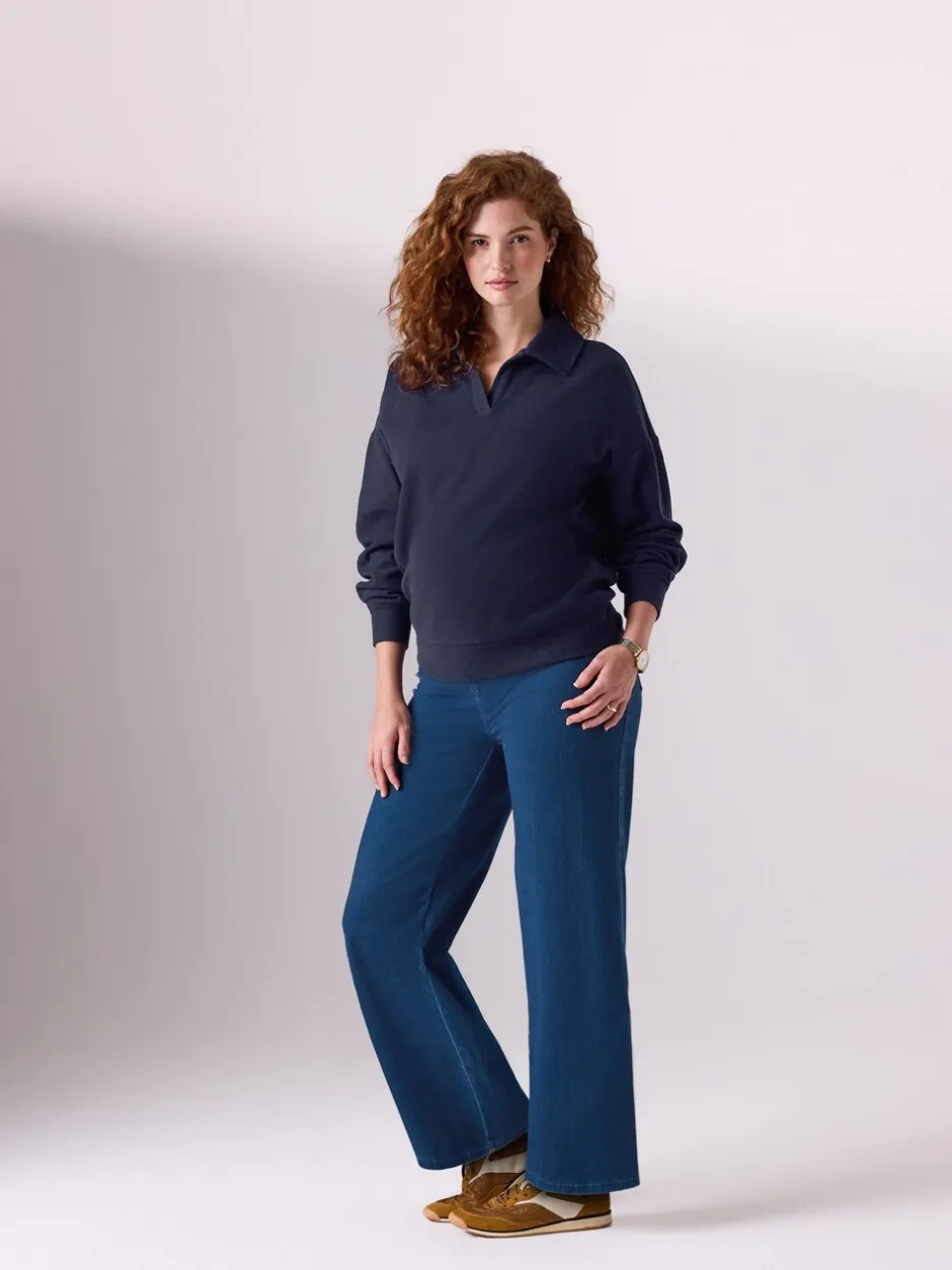 Moederschap*Next Donkerblauw - Denim zwangerschapsleggings met wijde pijpen