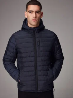 Jassen En Jacks*Next - Douchebestendige lichtgewicht pufferjas met capuchon Donkerblauw