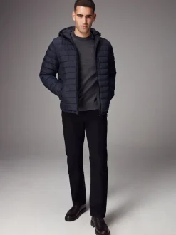 Jassen En Jacks*Next - Douchebestendige lichtgewicht pufferjas met capuchon Donkerblauw