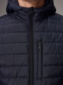 Jassen En Jacks*Next - Douchebestendige lichtgewicht pufferjas met capuchon Donkerblauw