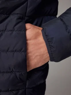 Jassen En Jacks*Next - Douchebestendige lichtgewicht pufferjas met capuchon Donkerblauw