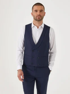 Vesten*Skopes - Dubbele knoop - Harcourt gilet maatpak met enkel rij knopen Donkerblauw