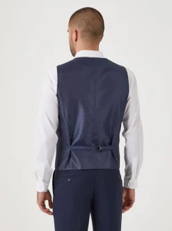 Vesten*Skopes - Dubbele knoop - Harcourt gilet maatpak met enkel rij knopen Donkerblauw
