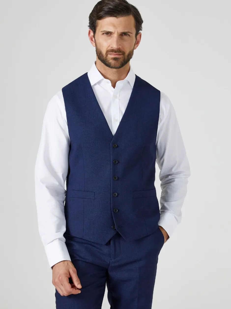 Vesten|Skopes Donkerblauw - Enkele knoop - Harcourt gilet maatpak met enkel rij knopen