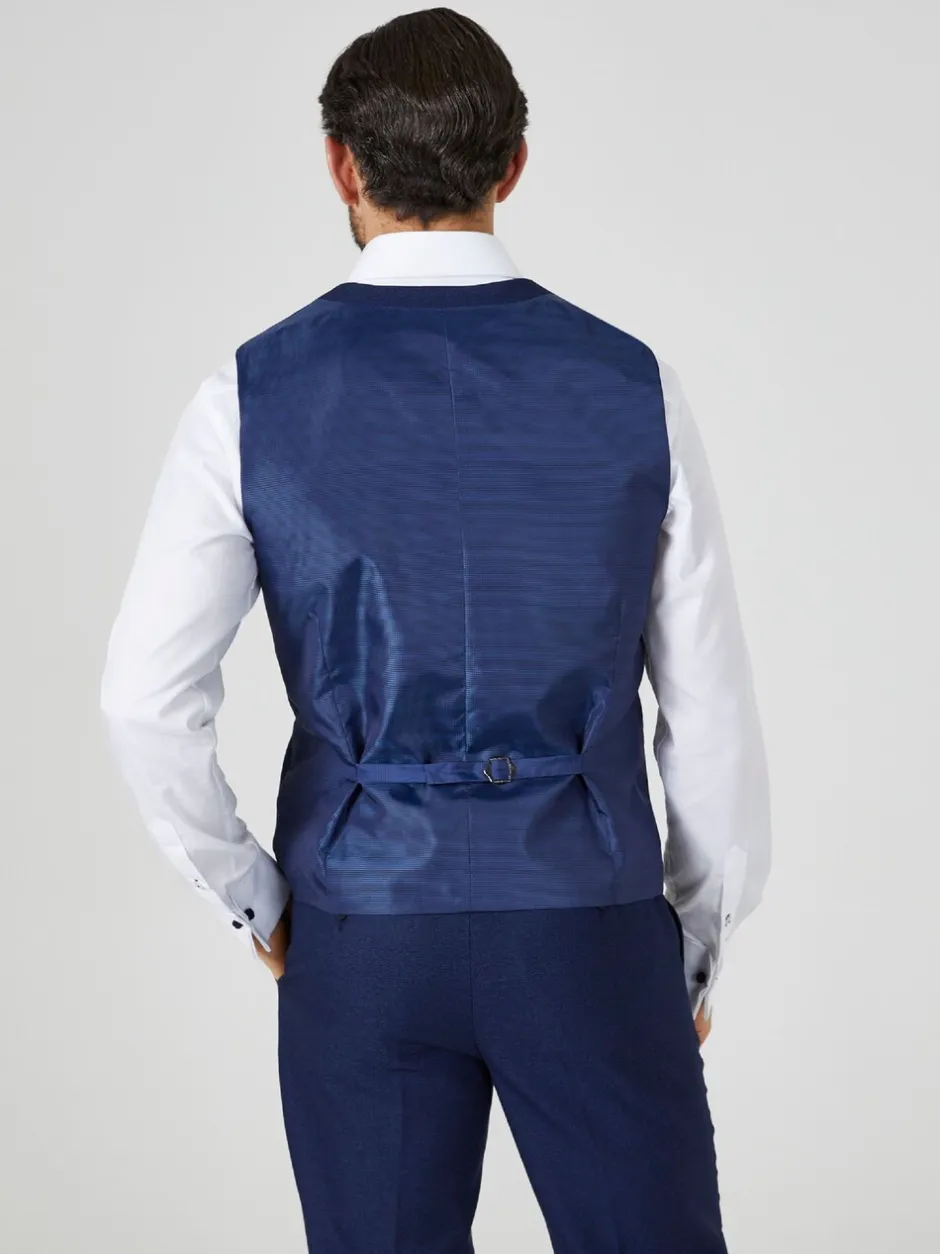Vesten|Skopes Donkerblauw - Enkele knoop - Harcourt gilet maatpak met enkel rij knopen