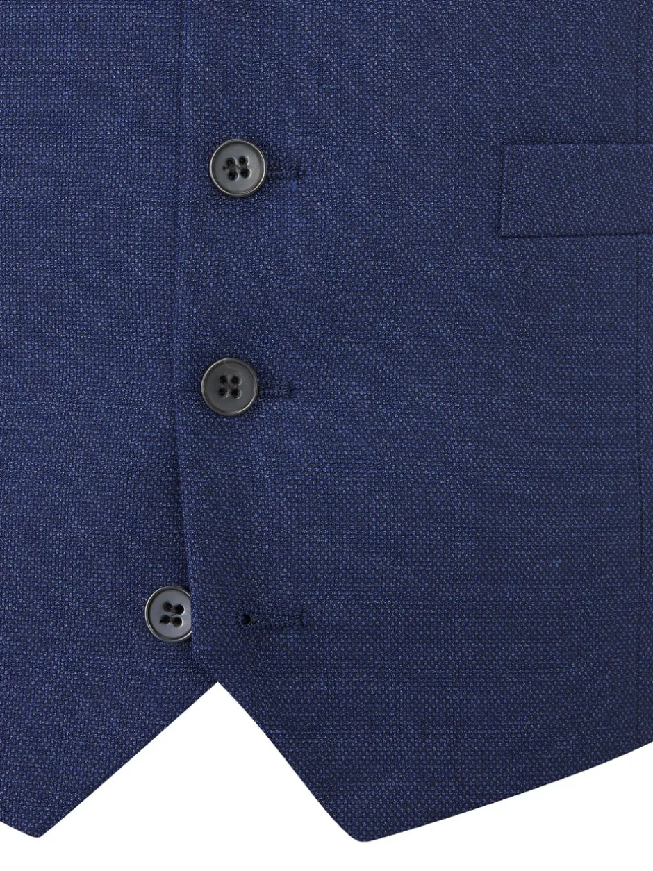 Vesten|Skopes Donkerblauw - Enkele knoop - Harcourt gilet maatpak met enkel rij knopen