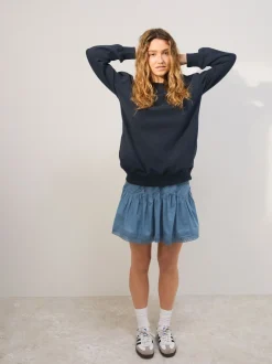 Loungewear|Hoody's En Sweatshirts|Next Donkerblauw - Essentials sweatshirt met relaxte pasvorm, lange snit en zakken