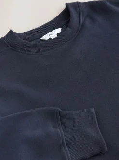 Loungewear|Hoody's En Sweatshirts|Next Donkerblauw - Essentials sweatshirt met relaxte pasvorm, lange snit en zakken