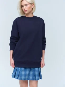 Loungewear|Hoody's En Sweatshirts|Next Donkerblauw - Essentials sweatshirt met relaxte pasvorm, lange snit en zakken