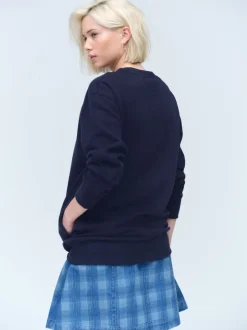Loungewear|Hoody's En Sweatshirts|Next Donkerblauw - Essentials sweatshirt met relaxte pasvorm, lange snit en zakken