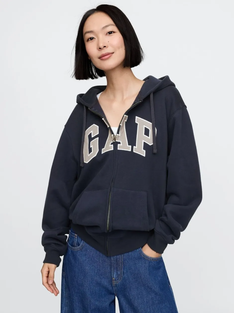 Sweaters En Hoody´S|Sweaters En Hoody´S*Gap - VintageSoft Arch Logo Full Zip Hoodie Donkerblauw