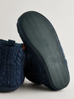 Pantoffels|Next - Gebreide laarspantoffels Donkerblauw