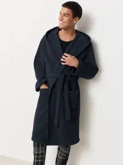 Loungewear|Kamerjassen En Badjassen*Next - Geribbelde kamerjas met textuur Donkerblauw