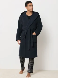 Loungewear|Kamerjassen En Badjassen*Next - Geribbelde kamerjas met textuur Donkerblauw