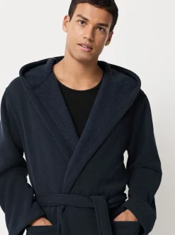 Loungewear|Kamerjassen En Badjassen*Next - Geribbelde kamerjas met textuur Donkerblauw