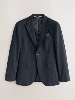 Blazers En Business-Jasjes|Pakken*Next Donkerblauw - Geruit kostuum met smalle pasvorm: colbert