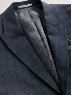 Blazers En Business-Jasjes|Pakken*Next Donkerblauw - Geruit kostuum met smalle pasvorm: colbert