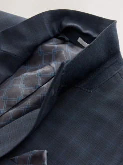 Blazers En Business-Jasjes|Pakken*Next Donkerblauw - Geruit kostuum met smalle pasvorm: colbert