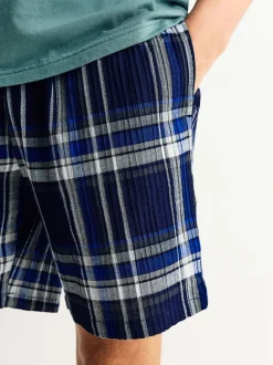 Pyjama's*Next Donkerblauw - Geruite pyjama met korte mouwen