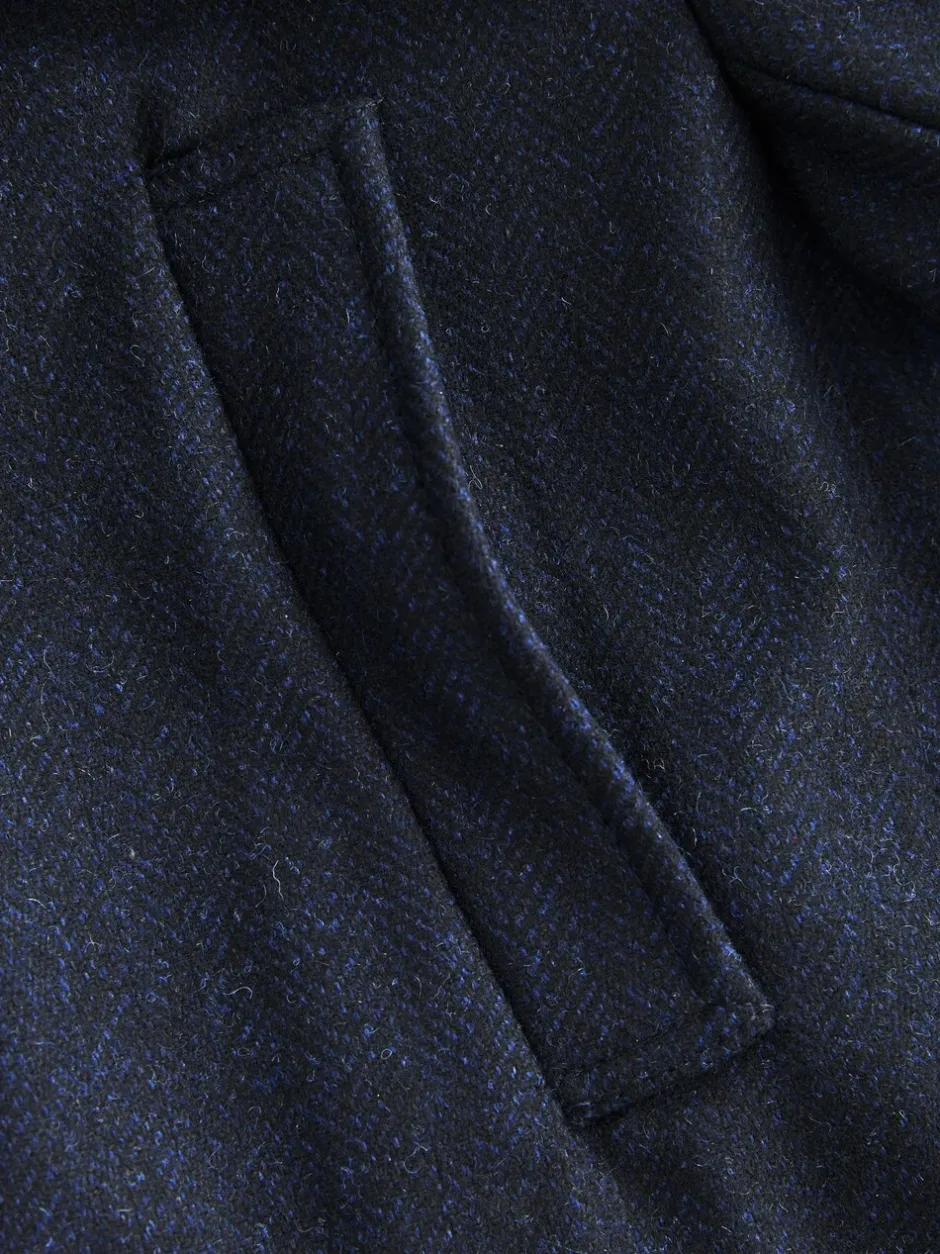Jassen En Jacks|Next Donkerblauw - Gewatteerde jas van wolmix met visgraatmotief en geïntegreerd gilet