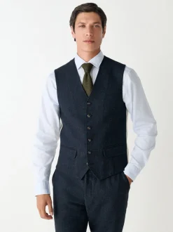 Vesten|Next - Herringbone Wool Blend Suit Waistcoast Donkerblauw