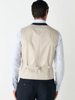 Vesten|Next - Herringbone Wool Blend Suit Waistcoast Donkerblauw