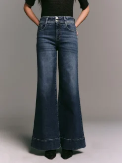 Jeans|Next - High Rise stretchy Jeans met wijde pijpen Donkerblauw