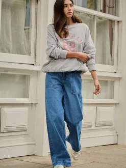 Jeans*Next - High Rise Utility Wijde pijpen Jeans Donkerblauw