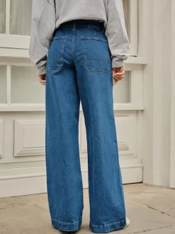 Jeans*Next - High Rise Utility Wijde pijpen Jeans Donkerblauw