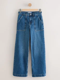 Jeans*Next - High Rise Utility Wijde pijpen Jeans Donkerblauw