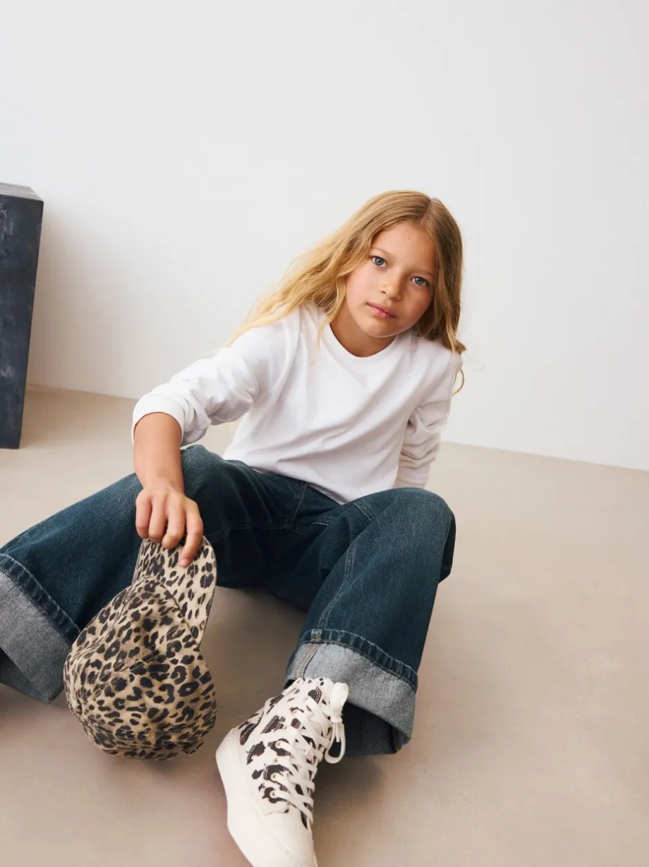 Jeans*Next Donkerblauw - Jeans met omgeslagen wijde pijpen (3-16jr)