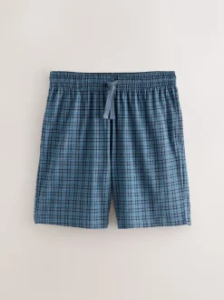 Pyjama's|Next Donkerblauw - Jersey Check Pyjamas Shorts 2 Pack