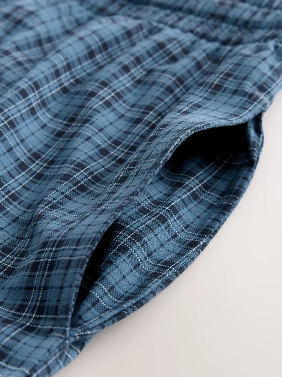 Pyjama's|Next Donkerblauw - Jersey Check Pyjamas Shorts 2 Pack