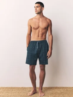 Pyjama's|Next Donkerblauw - Jersey Check Pyjamas Shorts 2 Pack