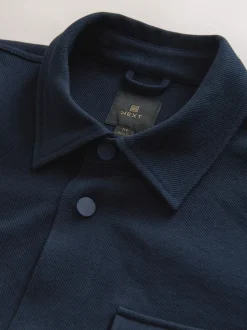 Formele Overhemden|Jassen En Jacks|Next Donkerblauw - Jersey keperstof Overshirt met drukknopen