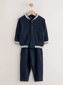 Jassen En Jacks|Broeken En Chino's|Next Donkerblauw - Jersey letterman-jack en broek set (3mnd-7jr)