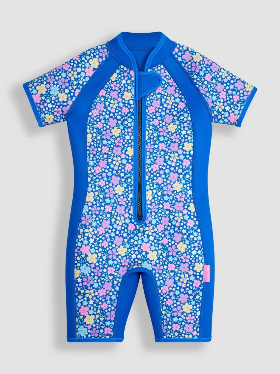 Badkleding|Jojo Maman Bébé - Floral Print Junior Wetsuit Donkerblauw