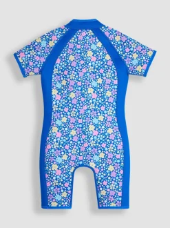 Badkleding|Jojo Maman Bébé - Floral Print Junior Wetsuit Donkerblauw