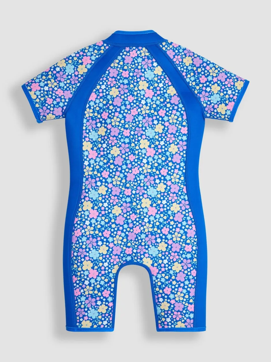 Badkleding|Jojo Maman Bébé - Floral Print Junior Wetsuit Donkerblauw