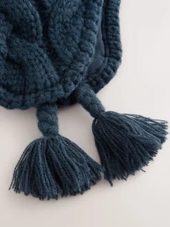 Mutsjes En Antikrabwantjes|Mutsen, Handschoenen En Sjaals|Next - Kabelgebreide Inca-muts met pompon (3mnd-10jr) Donkerblauw