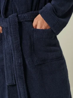 Loungewear|Kamerjassen En Badjassen|Next Donkerblauw - Katoenen kamerjas van badstof