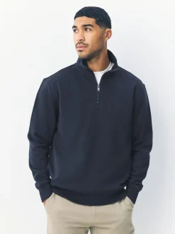 Sweaters En Hoody´S|Sweaters En Hoody´S*Next Donkerblauw - Kwartrits - Sweatshirt van jersey met hoog katoengehalte