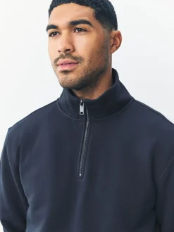 Sweaters En Hoody´S|Sweaters En Hoody´S*Next Donkerblauw - Kwartrits - Sweatshirt van jersey met hoog katoengehalte