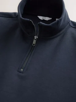 Sweaters En Hoody´S|Sweaters En Hoody´S*Next Donkerblauw - Kwartrits - Sweatshirt van jersey met hoog katoengehalte