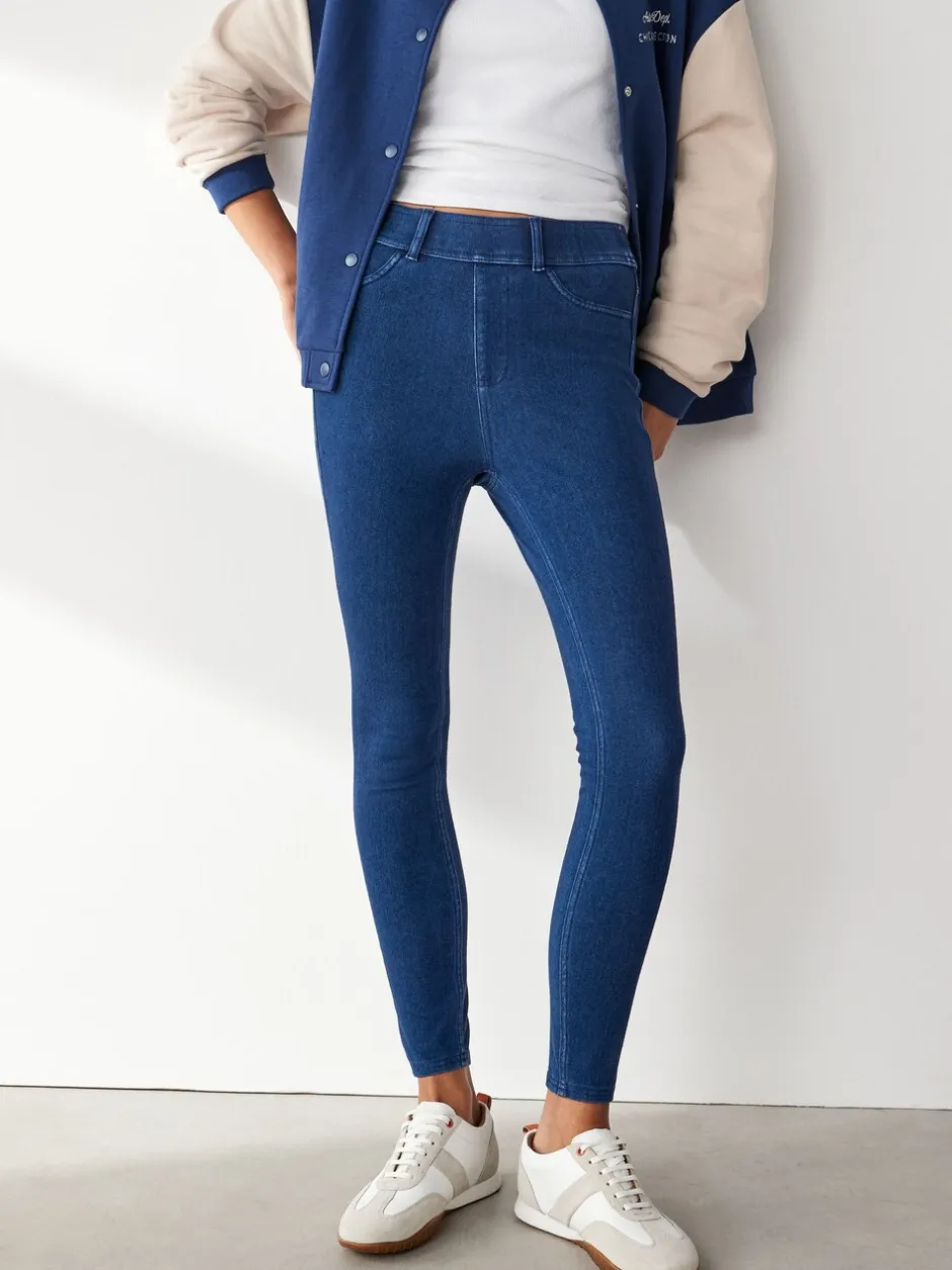 Leggings En Joggingbroeken|Next Donkerblauw - Lange jersey denim leggings